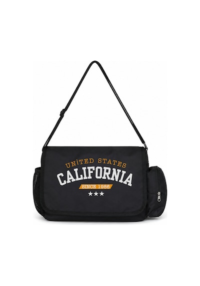 Sevbano California Baskılı Unisex Okul, Spor, Ofis Çok Amaçlı Postacı Çan Siyah