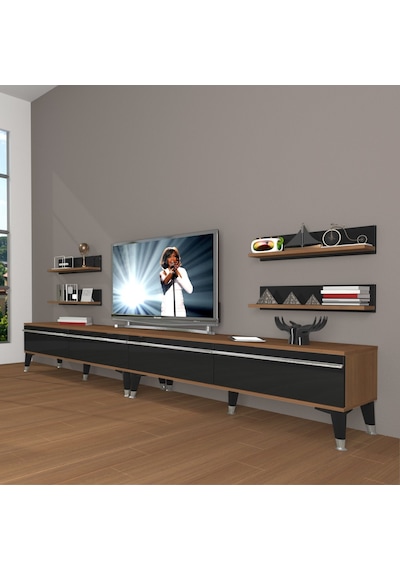 Decoraktiv Eko 360r Mdf Silver Tv Ünitesi Tv Sehpası Ceviz - Siyah