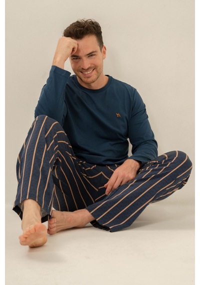 Arnetta Erkek Lacivert Nakışlı Uzun Kol Pijama Takım Ar3850-s-v1 Ar3850-s-v1