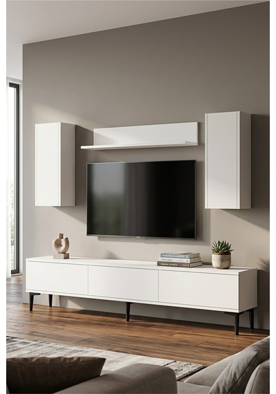 Tvr1899b - Aplos Tvr180 Tv Ünitesi Takım , Tv Sehpası Beyaz 180cm