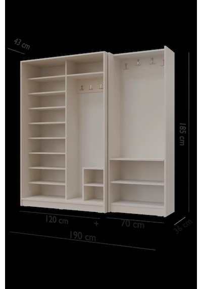 Abre 3026348 Vizon Siyah Sürgülü Portmanto Set Açık Vizon