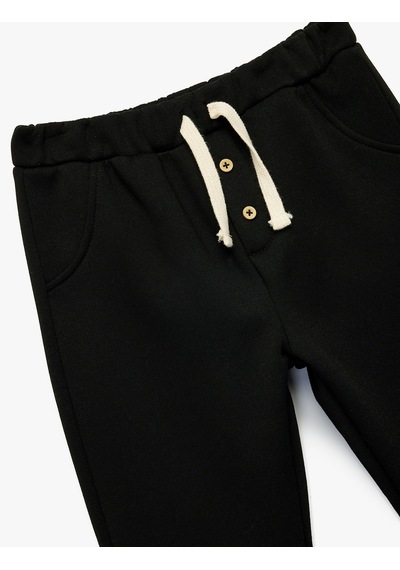 Koton Beli Lastikli Düğmeli Basic Jogger Eşofman Altı Siyah 6wmb40049tk Siyah