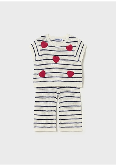 Mayoral Kız Bebek Tığ İşi Pantolon Bluz Takım Krem - 01515