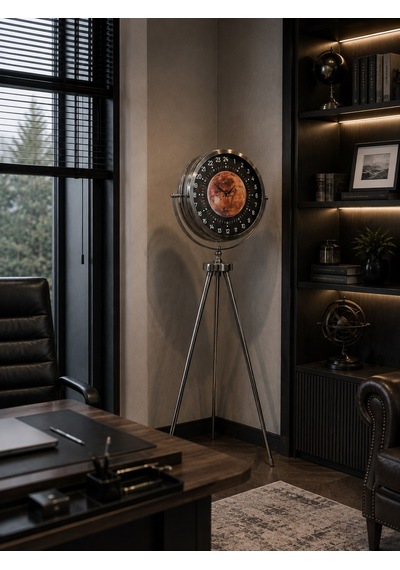 Büro Ev Ofis Dekoru İçin 150x45cm Krom Metal 24saat Stil Tripod Ayaklı Saat Diğer