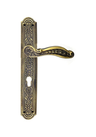 Antika Tarz Dekoratif Pirinç Ulu Model Desenli Oda Kapı Kolu - 354x57 Mm, Antik Tdrtr