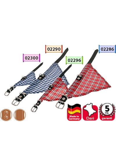 Karlıe Deri Bandanalı Boyun Tasma 42cm Kırmızı Çok Renkli