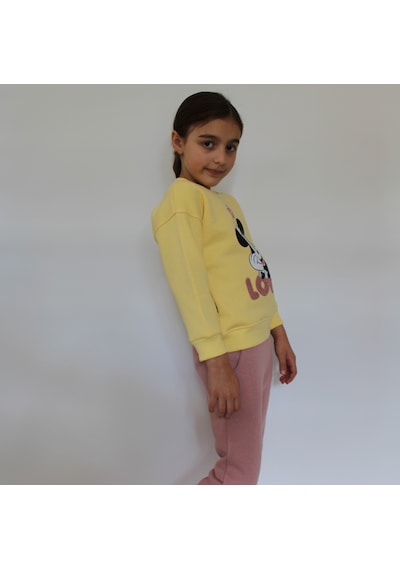Milenawear by Milena MİCKEY BASKILI  2 Lİ TAKIM SARI PEMBE Sarı