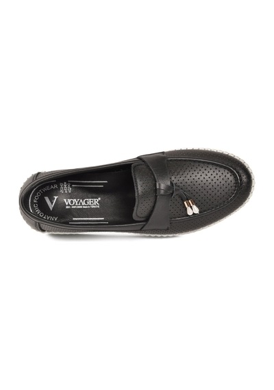 Voyager Siyah Hakiki Deri Anatomik Rahat Tabanlı Kadın Casual Ayakkabı Loafer Z093