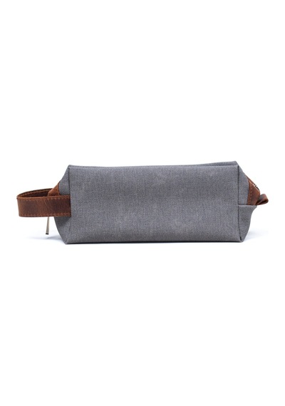Gillario Design 06 Unisex Suni Kanvas+deri Gri-taba Eskitme Dopp Kit