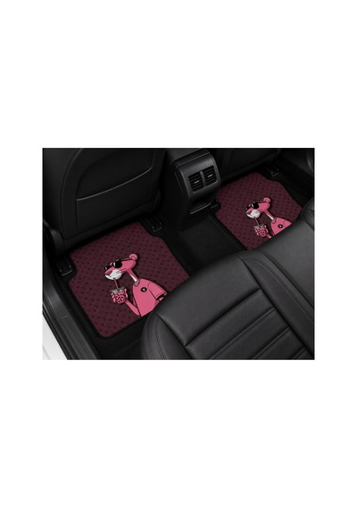 Oem Pink Panther Monogram Tasarımlı 4 Parça Üniversal Halı Paspas Seti