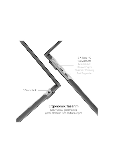 Macbook Air 15,3 İle Uyumlu M5 A3448 M4 A3241 M3 A3114 M2 A2941 Polikarbonat Sert Koruyucu Çizilme Ve Darbe Önleyici Kılıf Siyah Şeffaf, 15 İnç 2023-2026 Belirtilmemiş