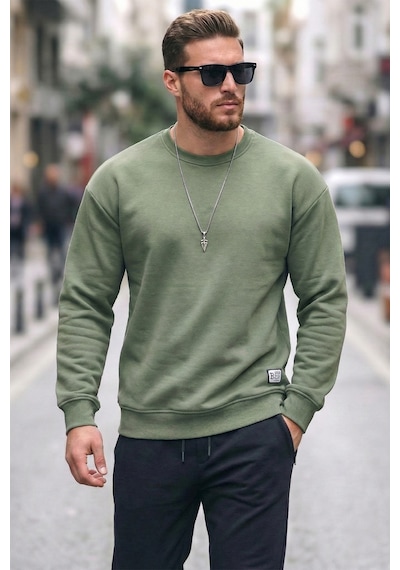 Buratti Regular Fit Bisiklet Yaka Pamuklu Içi Tüylü Yumuşak Şardonlu Erkek Sweat 5905255 Elma