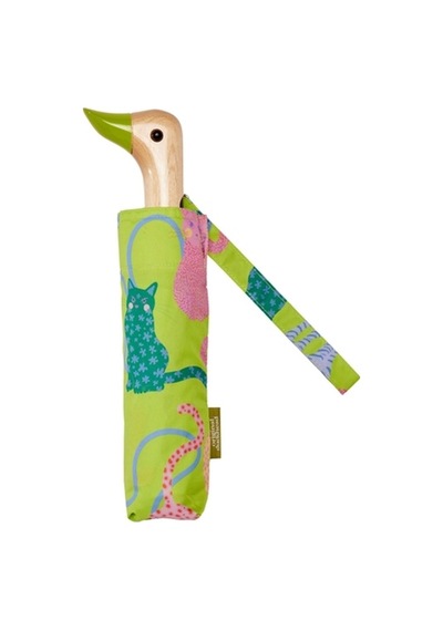 Original Duckhead Duck Kompakt Şemsiye Arty Cats Lime renkli