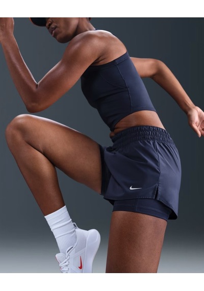 Nike One Dx6012-410 Kadın Dri-fıt Orta Bel Taytlı Şort - Midnight Navy Lacivert