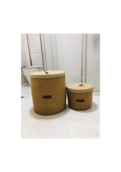 Jüt,hasır,2 Li,banyo Sepet Takımı,bohem Tarzı Banyo Takımı,iskandinav Tarzı/sepet/40x35 Hasırkrem Hasırkrem