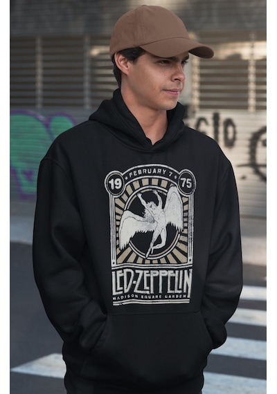 Sevbano Tasarım Led Zeppelin Baskılı Unisex Oversize Rock Metal Müzik Gru Siyah