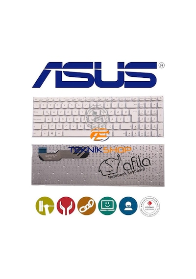 Asus Uyumlu A541Na A541Na-Gq348T Notebook Klavye (Beyaz Tr) - 541967581