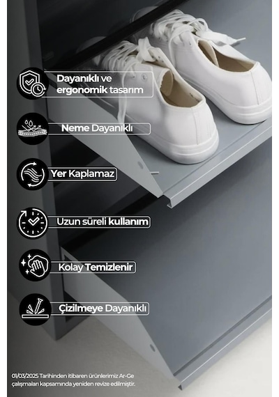 Mobilyapratik 2'li Metal Ayakkabılık Gri