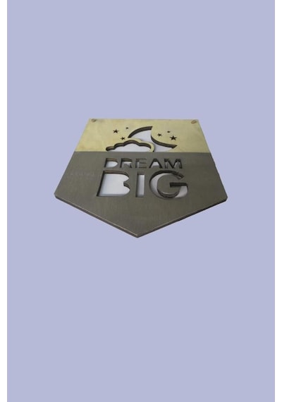 Dream Big Çocuk Odası Ahşap Gri Duvar Dekor Ürünü Bulut Yıldız De
