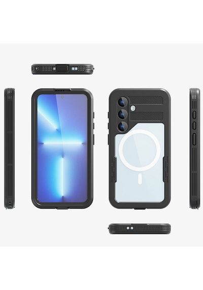 Galaxy   Uyumlu  S24 Plus Magsafe Şarj Özellikli 1-1 Su Geçirmez Kılıf - Siyah Siyah
