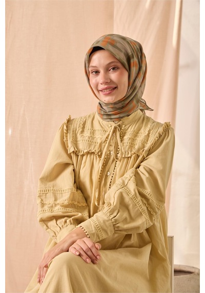 Silk Home Soft Eşarp 73096-12 Su Yeşili, Turuncu, Haki, Gri