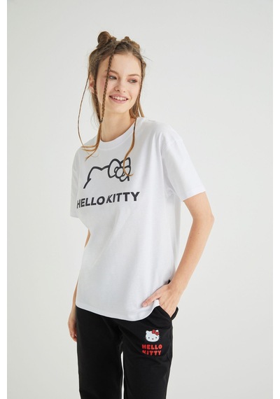 Hello Kitty Lisanslı Baskılı Basic T-shirt Relaxed Kalıp Pamuk Çok Renkli