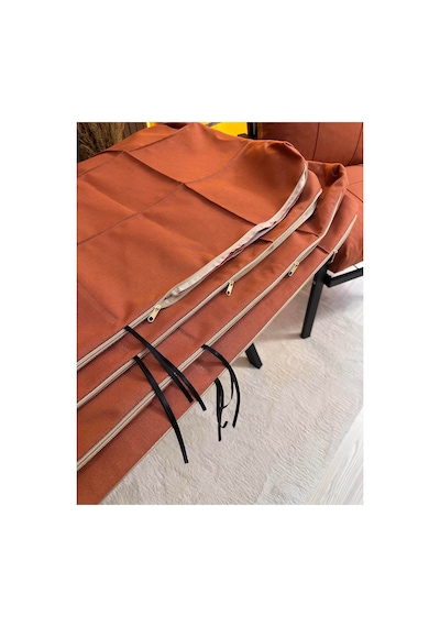 Outdoor Kumaş,bahçe Minderi,balkon Minderi,koruyucu Kılıf , 2-1-1 Takıma Uygun 4 Adet Pofuduk Model ,minder Kılıfı Turuncu