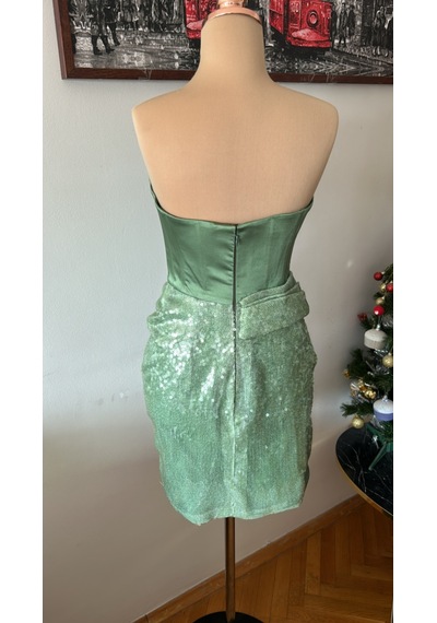 Chica Rosa Fashion Su Yeşili Büstiyer Pullu Jessie Elbise