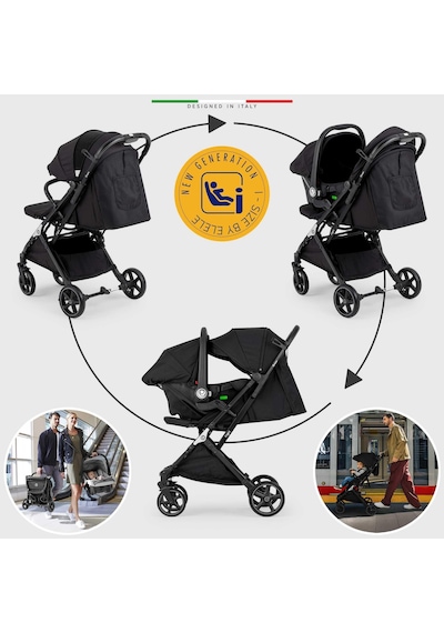 Elele Flight 2 Kabin Tipi Travel Sistem Bebek Arabası Siyah