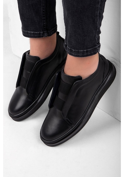 Ducavelli Espo Erkek Hakiki Deri Sneaker, Lastikli Sneaker, Hakiki Deri Sneaker, Erkek Sneaker Siyah