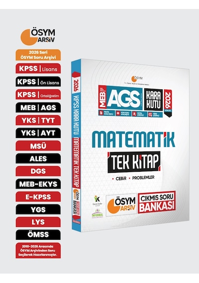 2026 Meb AGS Kara Kutu Matematik Tek Kitap ÖSYM Arşiv Çıkmış Soru Bankası Konu Özetli Çözümlü