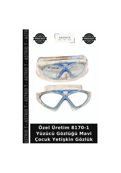 Özel Üretim 8170-1 Yüzücü Gözlüğü Mavi Çocuk Yetişkin Gözlük