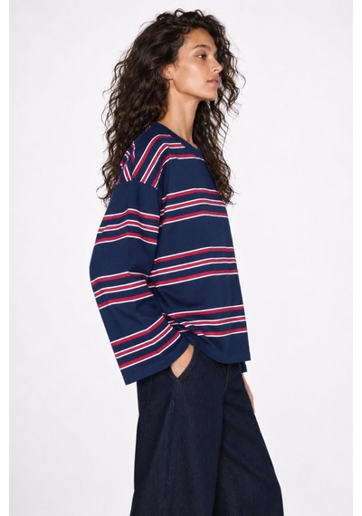 Hiccup Bıpantolon Kadın Oversize Çizgili Bisiklet Yaka Sweatshirt Çok Renkli 09
