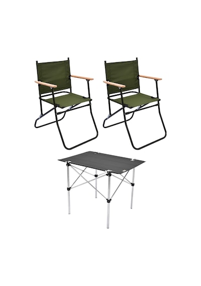 2 Adet 120 Kg Kapasiteli Katlanır Kamp Sandalyesi Ve 50x70 Kamp Masası Seti-2-as-5070 Çok Renkli