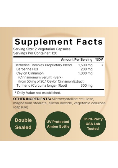 Naturebell Berberine 1500mg, 240 Veggie Capsul 1000mg True C...