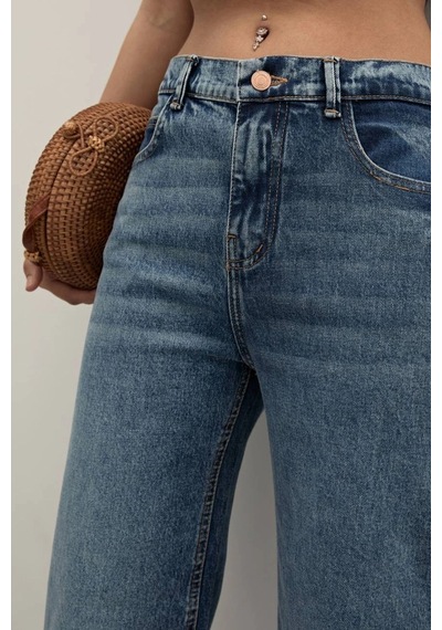 Premium Mide Blue Mom Fit Jeans Mide Blue