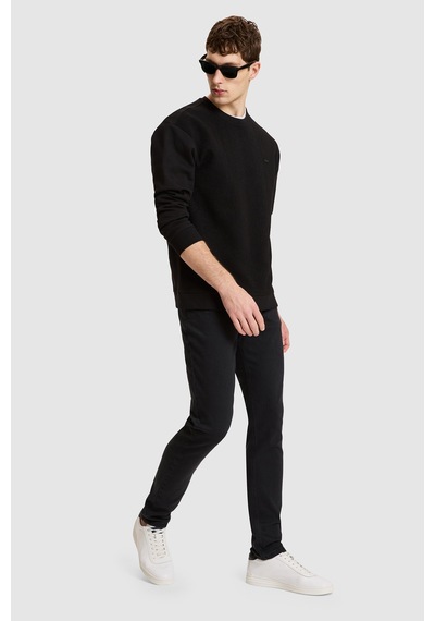 U.S. Polo Assn. Erkek Siyah Bisiklet Yaka Comfort Fit Metal Plaka Logolu Sweatshirt 50329411-vr046