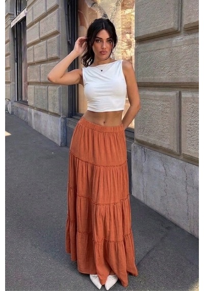 Seeh Kiremit Basic Uzun Pileli Etek Sh159