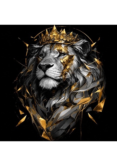 Lexroo Bybars Aslan Kral Temalı Modern Duvar Dekoru 40x50 Cm 3 Mm Forex Tablo Siyah Altın Tasarım