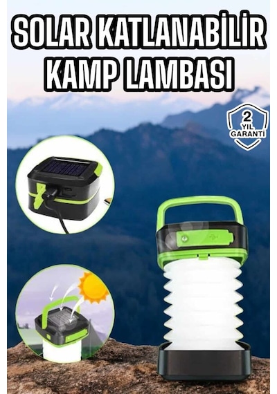 Güneş Enerjili Led Lamba Kamp Lambası Katlanabilir Lamba Usb Şarjlı Antrasit 45901646
