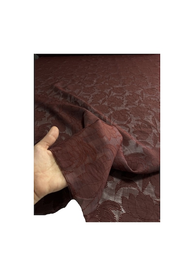 Transparan Dökümlü Jakarlı Modal Kumaş En 145 Cm Elbise Abaya Kimono Ve Tesettür Giyim Bordo