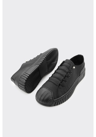 Derinet Lastik Bağcıklı Kadın Sneaker Siyah Siyah