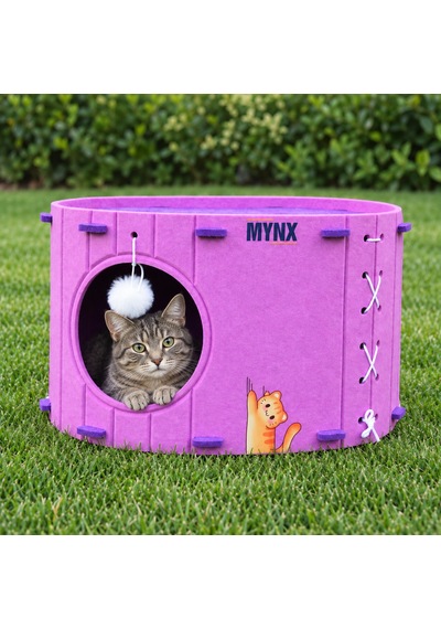 Mynx Tek Katlı Keçe Kedi Evi Pembe