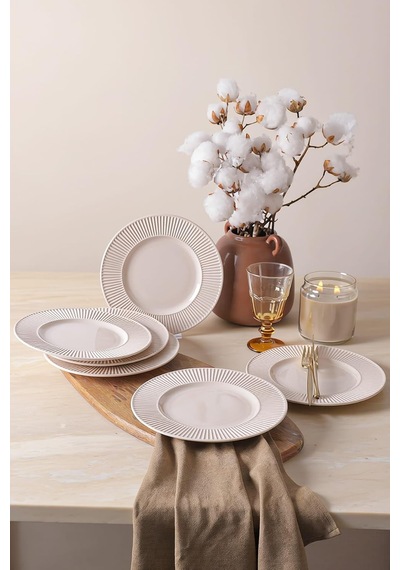 Krem Myra Pasta Tabağı 22 Cm 6 Adet 030 Çok Renkli