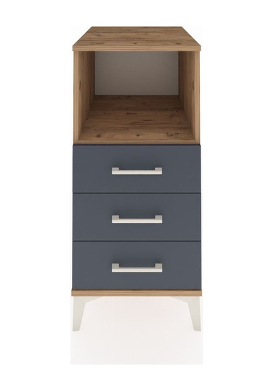 Kronos Komodin Tek Raflı 3 Çekmeceli 44x59x96 Çam-antrasit Atlas Çam
