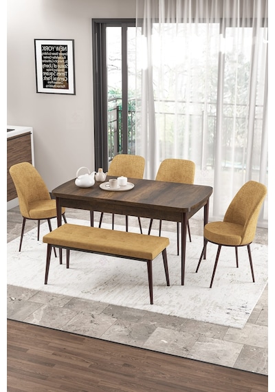 Canisa Concept Zen Serisi 80x132 Mdf Açılabilir Barok Ahşap Desen Masa Takımı 4 Cappucino Sandalye Ve 1 Bench Barok Masa Sandalye Ve Bench Cappucino Canisa Concept Zen Serisi 80x132 Mdf Açılabilir Barok Ahşap Desen Masa Takımı 4 Cappucino Sandalye Ve 1 Bench Barok Masa Sandalye Ve Bench Cappucino