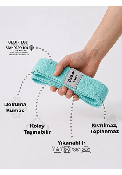 Fitness Direnç Bandı 3 Lü Set - Kas Geliştirme Pilates Egzersiz Bandı - Dokuma Kumaş Direnç Lastiği Çok Renkli