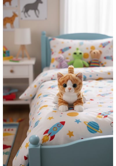 Miyavlayan Peluş Kedi 25 Cm - Yumuşacık Tüylü Sesli Uyku Arkadaşı Ve Hediye Kedi Oyuncak Kahverengi