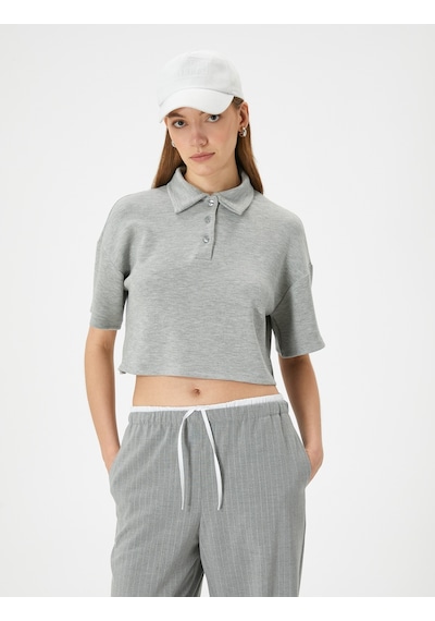 Koton Polo Yaka Tişört Crop Kısa Kollu Düğmeli Viskon Karışımlı Gri 4sak50597ek Gri Koton Polo Yaka Tişört Crop Kısa Kollu Düğmeli Viskon Karışımlı Gri 4sak50597ek Gri