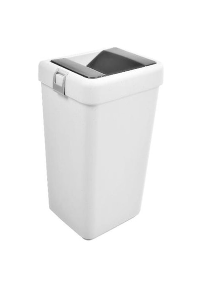 Motek 40 Litre Hassas Kapaklı Tek Gözlü Çöp Kovası Siyah